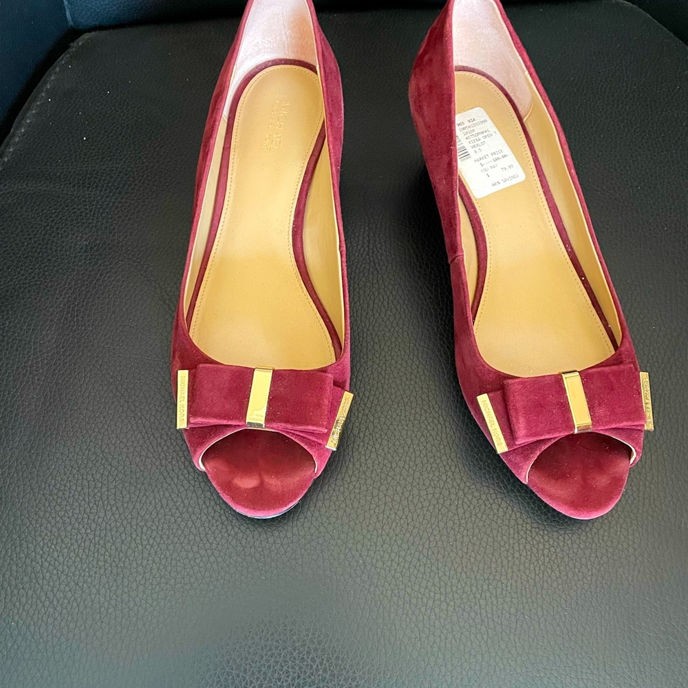 Michael Kors Suede Maroon wedge heels. Size 8 1/2.